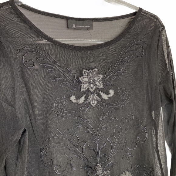 Black Mesh Embroidered Top - Picture 5 of 9